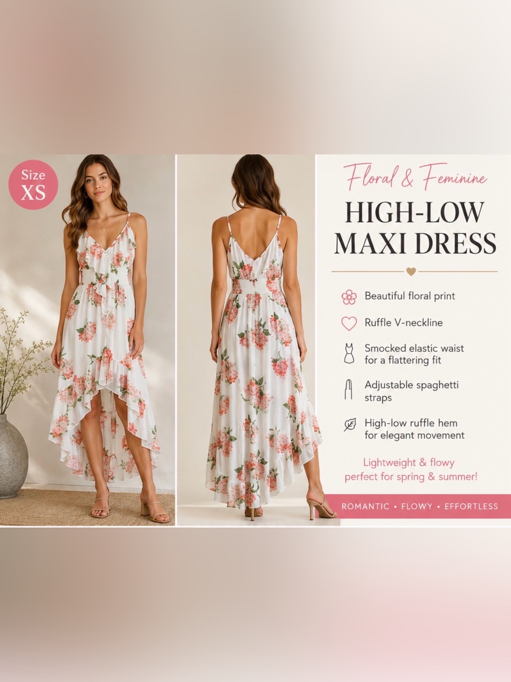 HeartSoul Floral High Low Maxi Dress XS